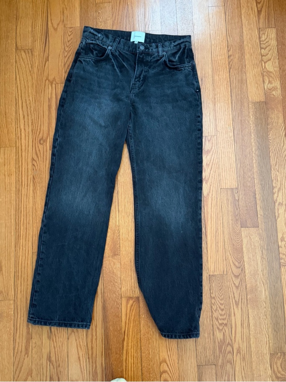 Reformation Jeans Denim Abby Low Rise Straight Trinity Black 28